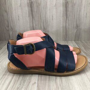Born sandals Womens 10M Imogen Blue Leather Buckle Strap Comfort Shoes